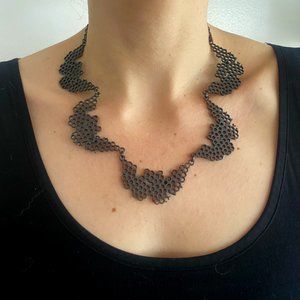 Sangre de mi Sangre Oxidized Silver Honeycomb Necklace